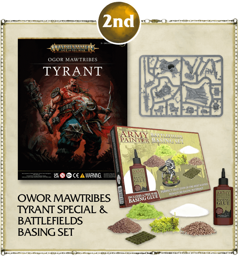 2nd place will win the Ogor Mawtribes Tyrant special and a Battlefields Basing Set.
